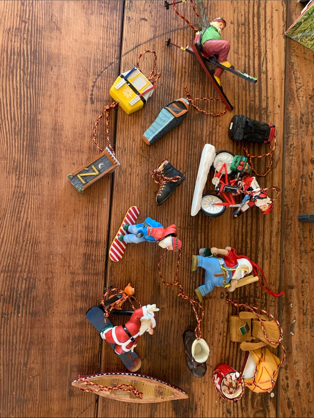 15 REI extreme sport Santa Ornament Set